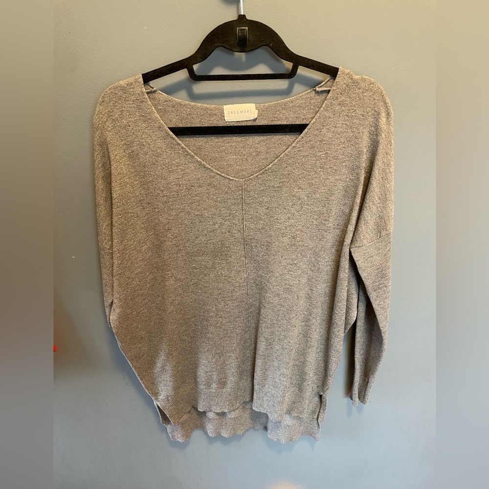 Dreamers grey high/low oversized sweater. Small